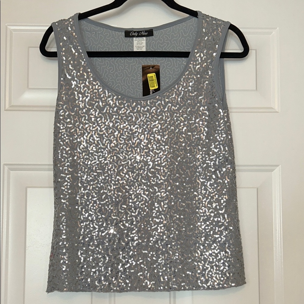 Only Nine Sequin Women's Top S Silver/Gray NWT Glam Festive Evening Cocktail
